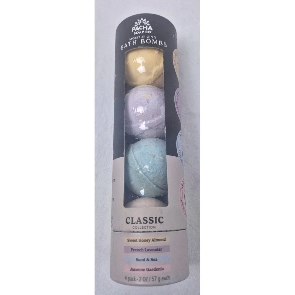 Pacha Soap Co‎ Classic Collection Moisturizing Bath Bombs 4-Pack 2oz Each Vegan